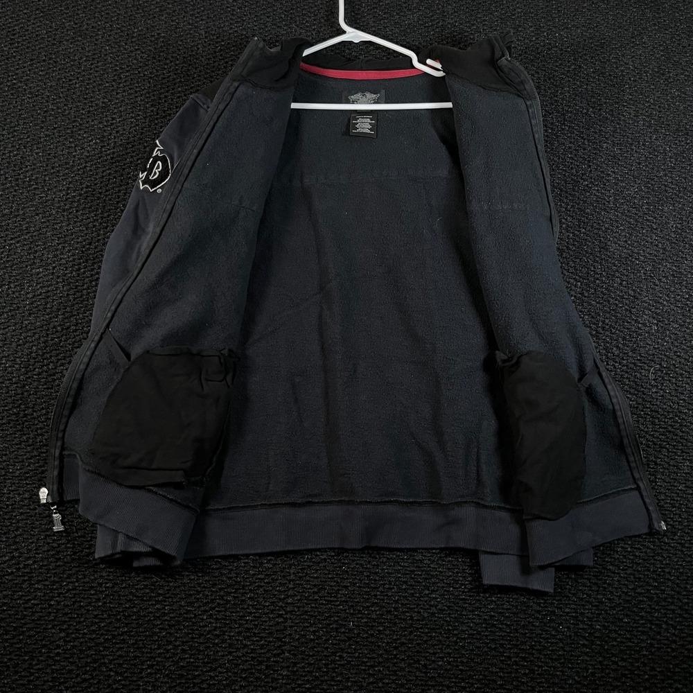 VTG Harley Davidson Dark Gray Black Biker Full Zip Hooded Sweater Men's Size 2XL - Picture 2 of 9